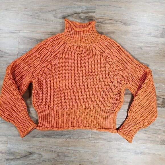 🔹️NWT H&M Divided Orange Soft Chunky Knit Cropped Sweater XSmall - Picture 7 of 14